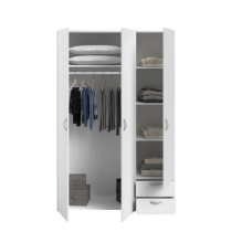 Armoire VARIA - Décor blanc - 3 portes + 2 tiroirs - L 120 x H 185 x