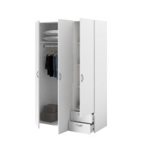 Armoire VARIA - Décor blanc - 3 portes + 2 tiroirs - L 120 x H 185 x