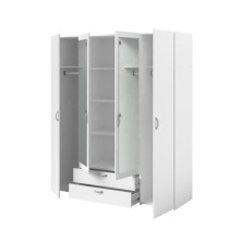 Armoire VARIA - Décor blanc - 4 portes battantes + 2 miroirs + 2 tiro