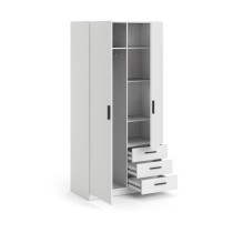 Armoire VEGA - Décor Blanc mat - 2 portes + 3 tiroirs - L 98,5 x P 49