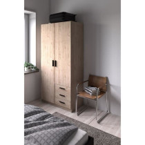 Armoire VEGA - Décor Gris anthracite - 2 portes + 3 tiroirs - L 98,5