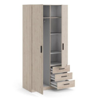 Armoire VEGA - Décor Gris anthracite - 2 portes + 3 tiroirs - L 98,5