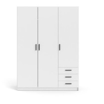 Armoire VEGA - Décor Blanc mat - 3 portes + 3 tiroirs - L 147 x P 49,