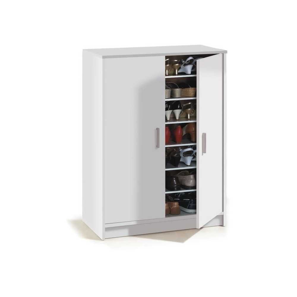 Meuble a chaussures armoire BASIC - 2 portes + 6 étageres - Mélamin