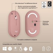 Souris - Sans fil - Logitech - Pebble Mouse 2 M350s - Rose