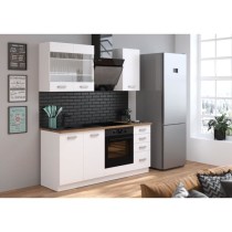 ATLAS Cuisine complete 5 éléments - Décor blanc - L180 cm - Plan de