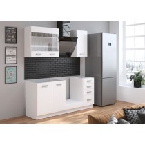 ATLAS Cuisine complete 5 éléments - Décor blanc - L180 cm - Plan de