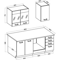 ATLAS Cuisine complete 5 éléments - Décor blanc - L180 cm - Plan de