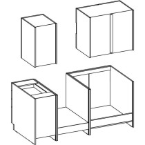 ATLAS Cuisine complete 5 éléments - Décor blanc - L180 cm - Plan de