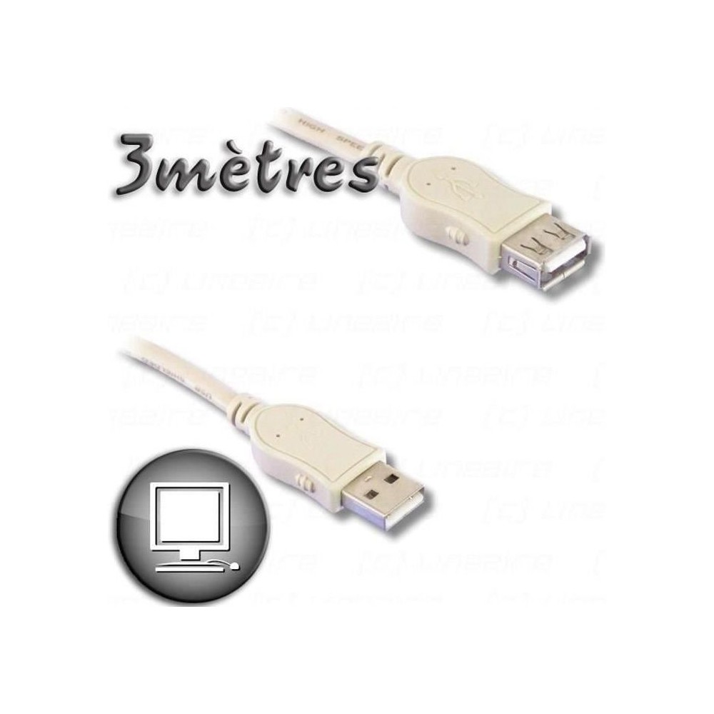 Câble Rallonge USB 2.0 A mâle / A femelle 3m