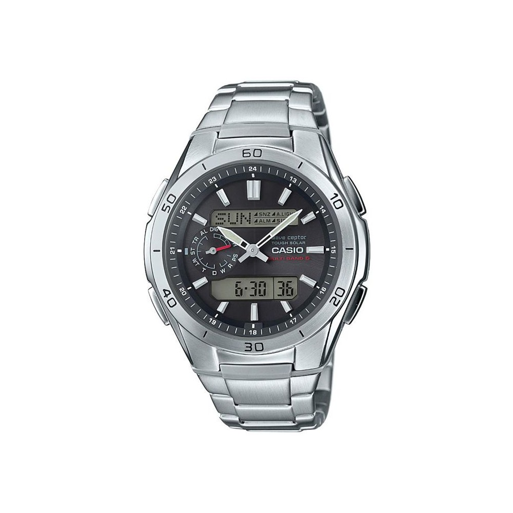 CASIO - Montre en acier inoxydable - WAVECEPTOR - Gris