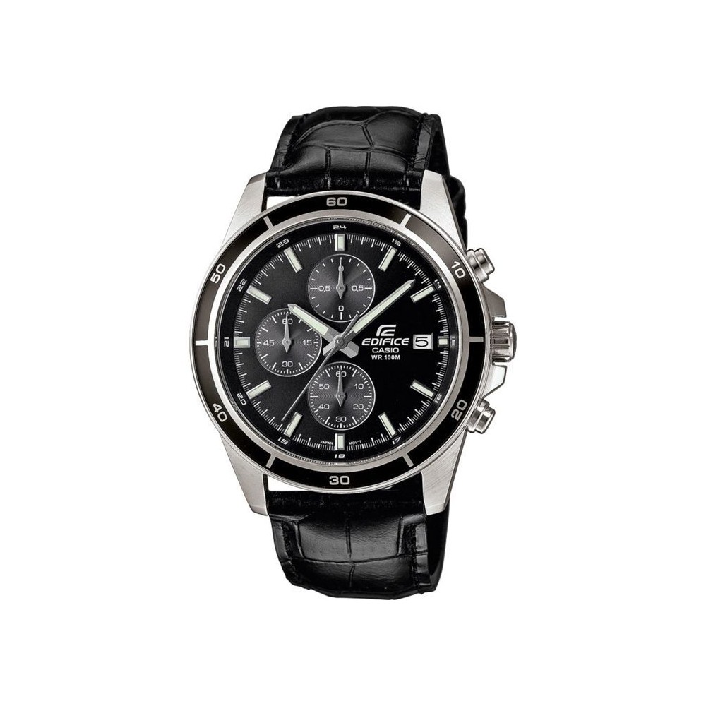 CASIO - Montre en cuir véritable - EDIFICE - Noir