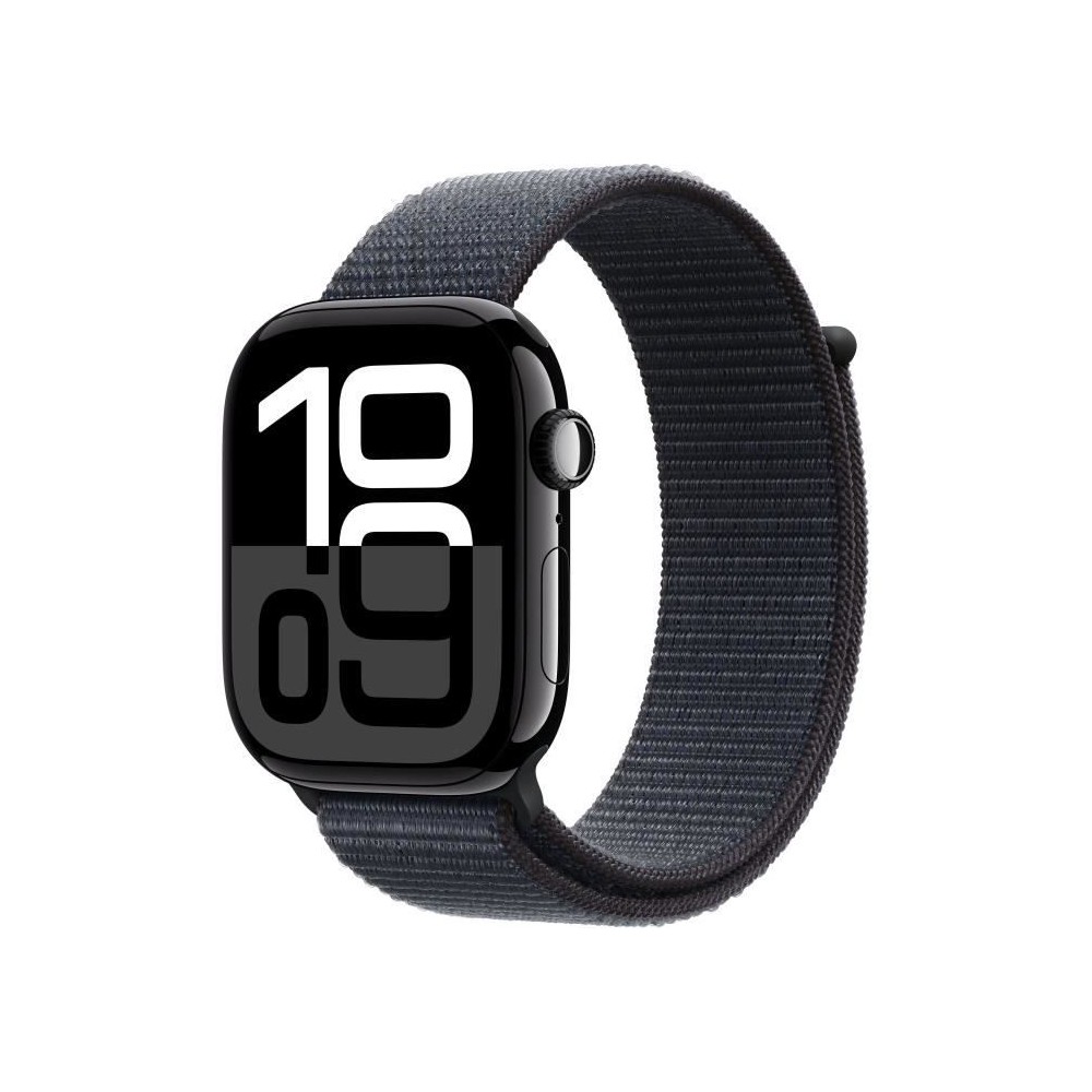 Apple Watch Series 10 GPS - 46mm - Boîtier Jet Black Aluminium - Bracelet Ink Sport Loop