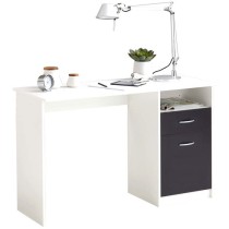 Bureau JACKSON - Décor blanc P/noir - L123 x H76,5 x P50 cm - Fabriqu