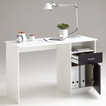 Bureau JACKSON - Décor blanc P/noir - L123 x H76,5 x P50 cm - Fabriqu