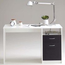 Bureau JACKSON - Décor blanc P/noir - L123 x H76,5 x P50 cm - Fabriqu