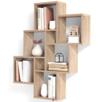 FMD Etagere Murale avec 8 Compartiments Couleur Chene Tablette Salon R