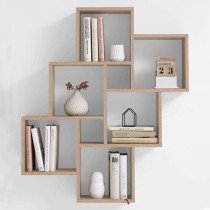 FMD Etagere Murale avec 8 Compartiments Couleur Chene Tablette Salon R