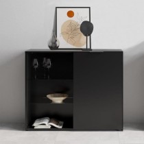 Petit meuble de rangement - Décor noir - L99,1 x H81,3 x P31,5 cm - F