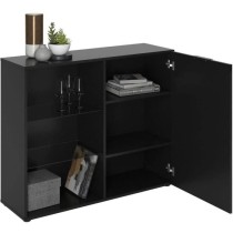 Petit meuble de rangement - Décor noir - L99,1 x H81,3 x P31,5 cm - F