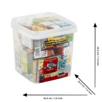 Grande boîte de rangement garnie de boîtes d'aliments factices avec