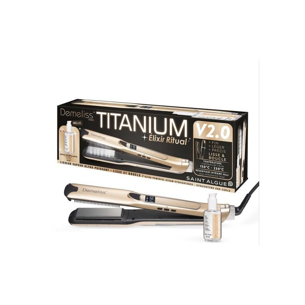 Coffret lisseur vapeur TITANIUM V2 ELIXIR RITUAL DEMELISS - 5 niveaux