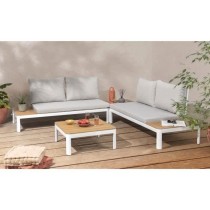 Salon de jardin modulable, en aluminium couleur blanc et polywood - 4