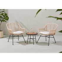 Salon de jardin SUMATRA : table basse + 2 fauteuils - Résine tressée