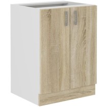 SARA Meuble bas - 2 portes - Décor chene sonoma - L60xP48xH82 cm - Pl