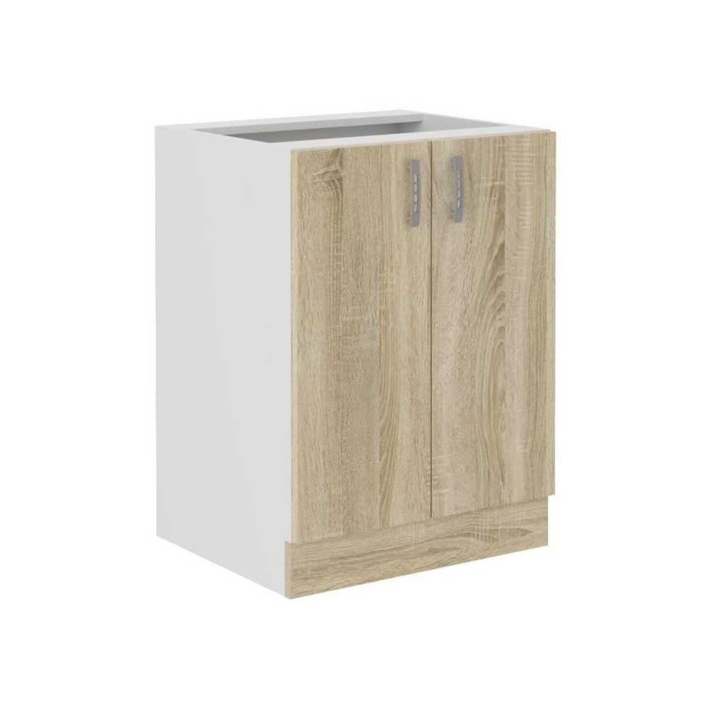 SARA Meuble bas - 2 portes - Décor chene sonoma - L60xP48xH82 cm - Pl