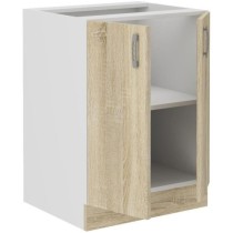 SARA Meuble bas - 2 portes - Décor chene sonoma - L60xP48xH82 cm - Pl