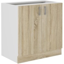 SARA Meuble bas - 2 portes - Décor chene sonoma - L80xP48xH82 cm - Pl