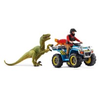 Fuite sur quad face au vélociraptor - Ensemble de Jouets Préhistoriq