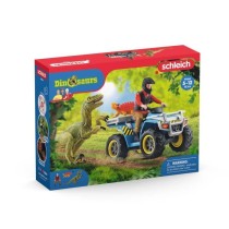 Fuite sur quad face au vélociraptor - Ensemble de Jouets Préhistoriq