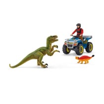 Fuite sur quad face au vélociraptor - Ensemble de Jouets Préhistoriq