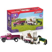 Pick-up avec remorque pour cheval, coffret figurines schleich avec 38