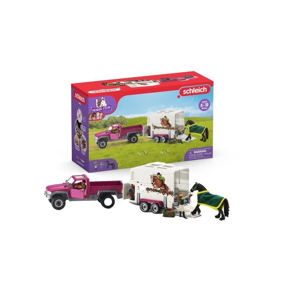 Pick-up avec remorque pour cheval, coffret figurines schleich avec 38