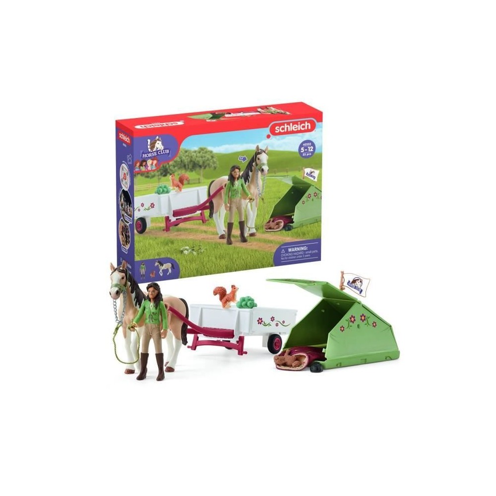 Aventures au camping de Sarah, coffret schleich avec 23 éléments inc