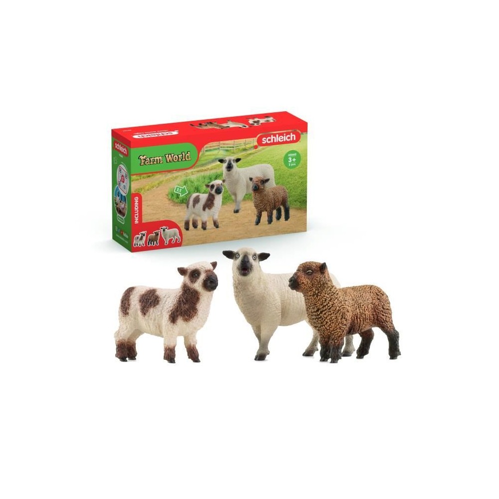 Figurine Trio de moutons, pour enfants des 3 ans, 5 x 19 x 11 cm - sch