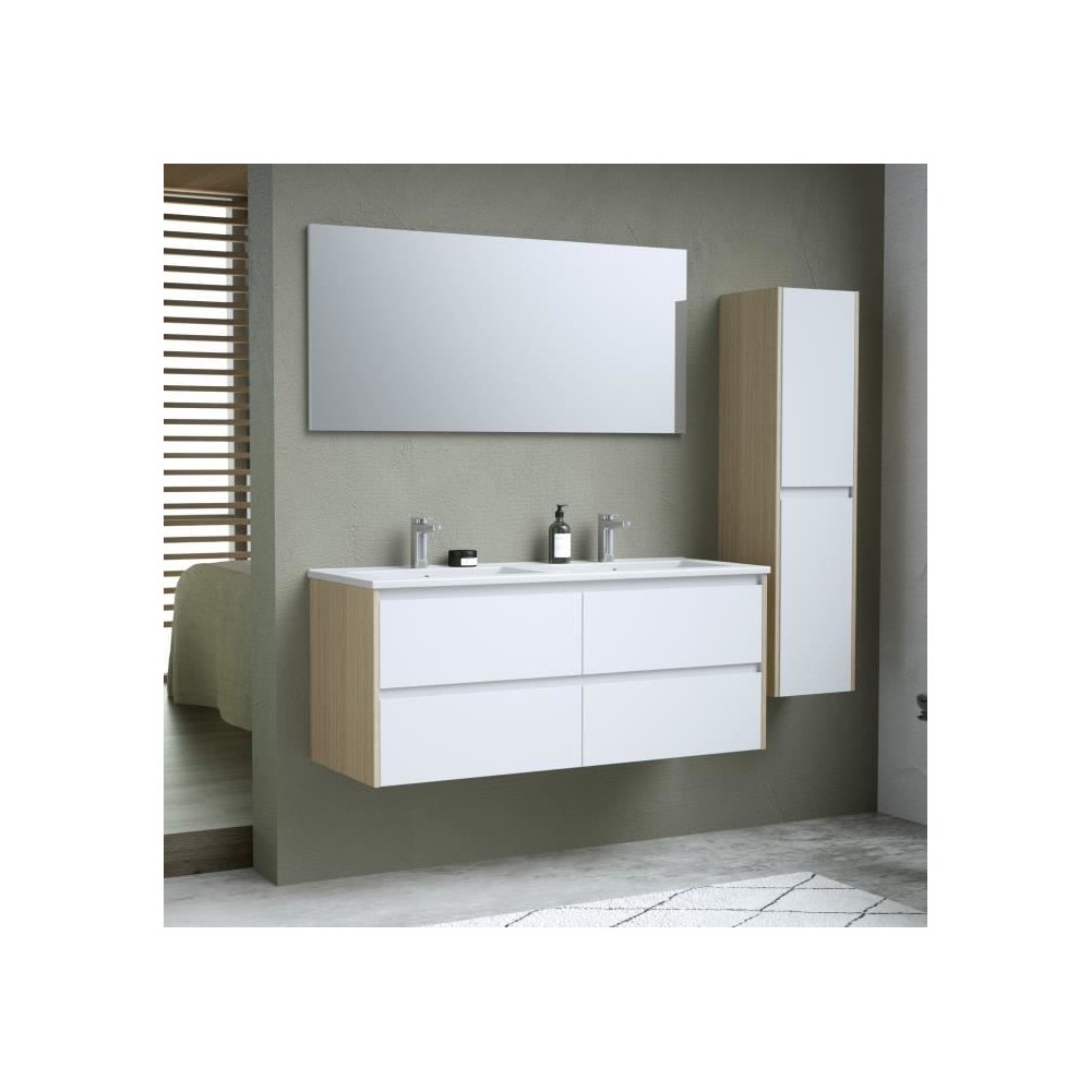 Ensemble SKARA set de salle de bain 120, vanity+vasque+miroir & Colonn