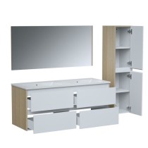 Ensemble SKARA set de salle de bain 120, vanity+vasque+miroir & Colonn