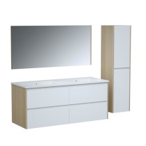 Ensemble SKARA set de salle de bain 120, vanity+vasque+miroir & Colonn