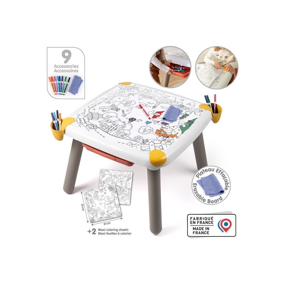 Smoby - Table enfant Créative - Feutre effacable pour la table + 2 gr