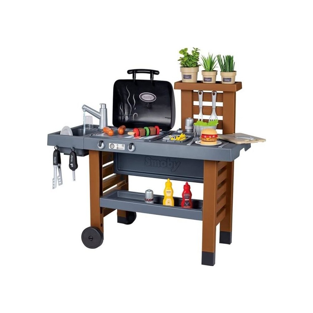 Cuisine d'Extérieur Évolutive Smoby - Grill et Plancha - 40 Accessoi