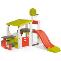 SMOBY - Fun Center - Maison de jeux multi-activités : toboggan, baske