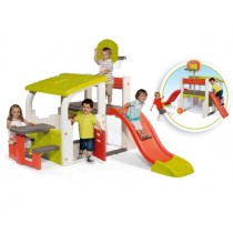 SMOBY - Fun Center - Maison de jeux multi-activités : toboggan, baske