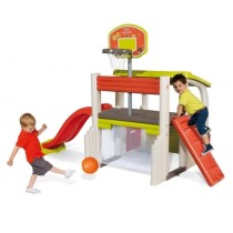 SMOBY - Fun Center - Maison de jeux multi-activités : toboggan, baske