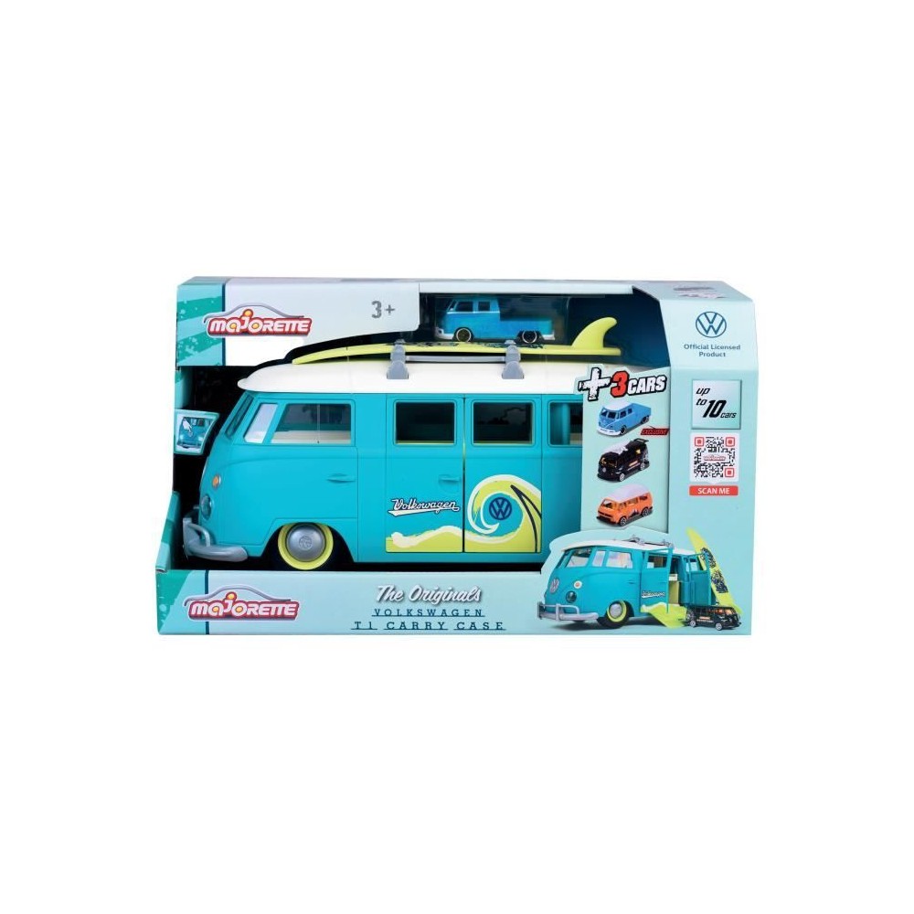 Véhicule miniature - MAJORETTE - Volkswagen T1 35cm - Pack avec 3 vé