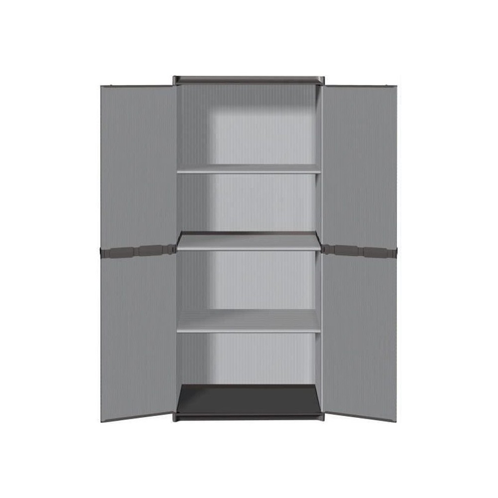 Armoire de rangement haute en résine TOOD - 3 tablettes - Gris