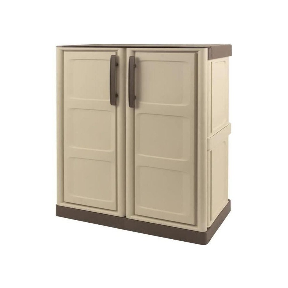 Armoire de rangement basse en résine TOOD - Taupe/écru - 1 tablette